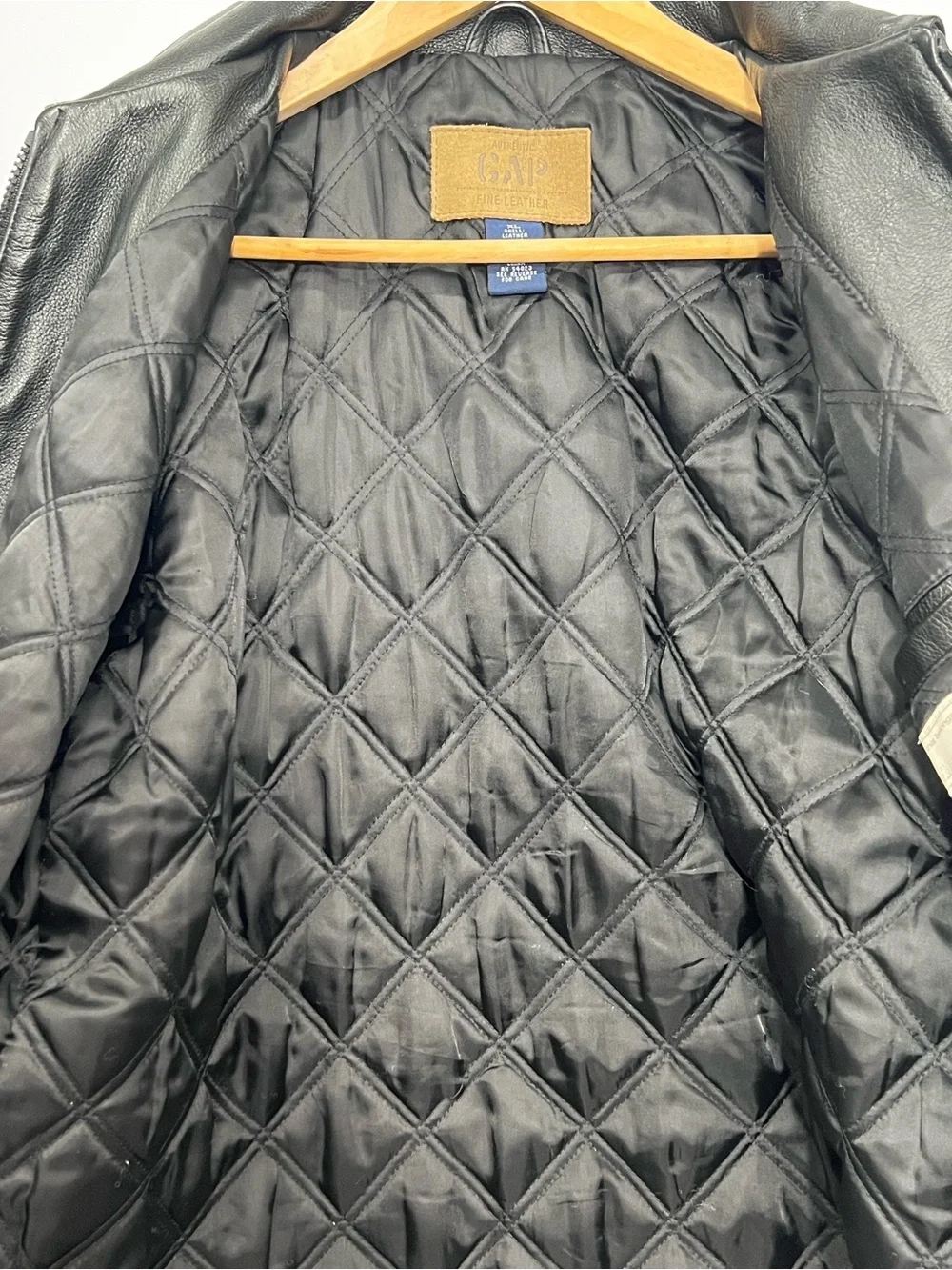 GAP Black Leather Zip Bomber Jacket